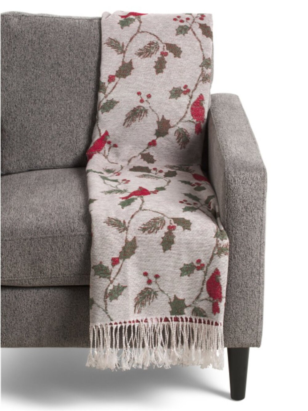 MARTHA STEWART Cardinal Holly Berry Woven Throw